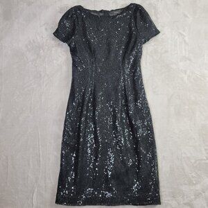 Elie Tahari Black Lace Sequin Women's Shortsleeve Dress | Size S